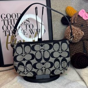 Coach Black and Tan Signature Shoulder Bag